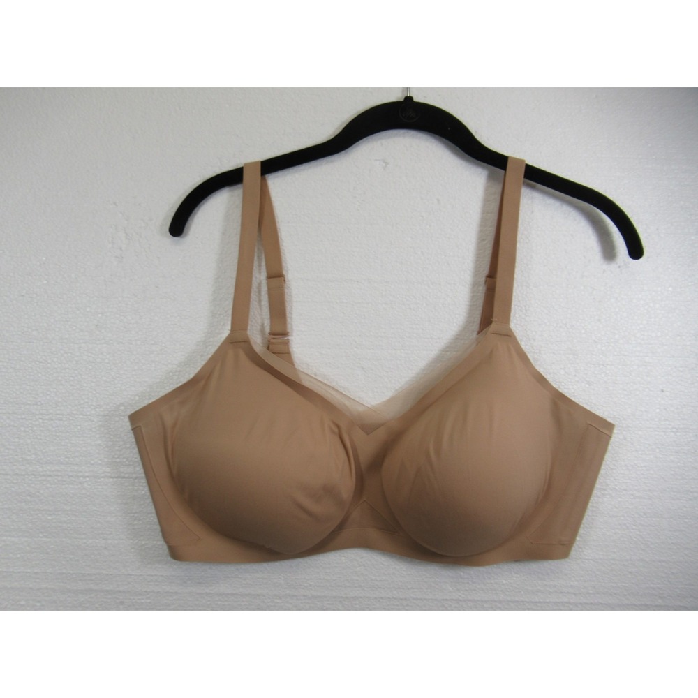 Honeylove Crossover Bra XL 38D/DD Beige Wireless Removable Pads lwbr0302
